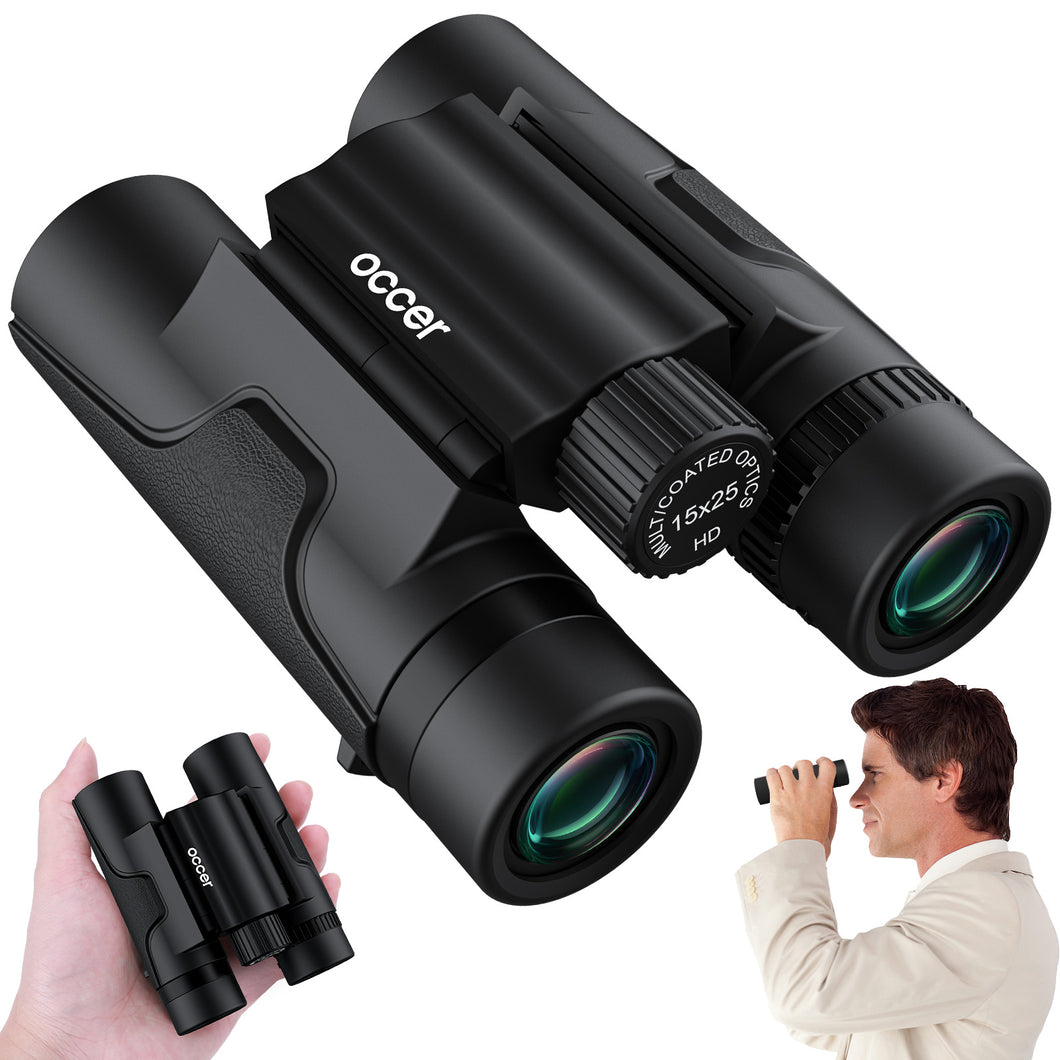 occer 15x25 High Powered Binoculars for Adults Kids with Clear Vision - Compact Binoculars with High Magnification - Mini Travel Binocular for Bird Watching Cruise Nature Walk Concert