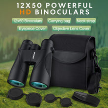 Load image into Gallery viewer, 12x50 Bird Watching Binoculars for Adults - HD High Powered Binoculars with Clear Vision - Easy Focus Binoculars with Long Range for Hunting Hiking Travel Cruise Trip Concert Stargazing
