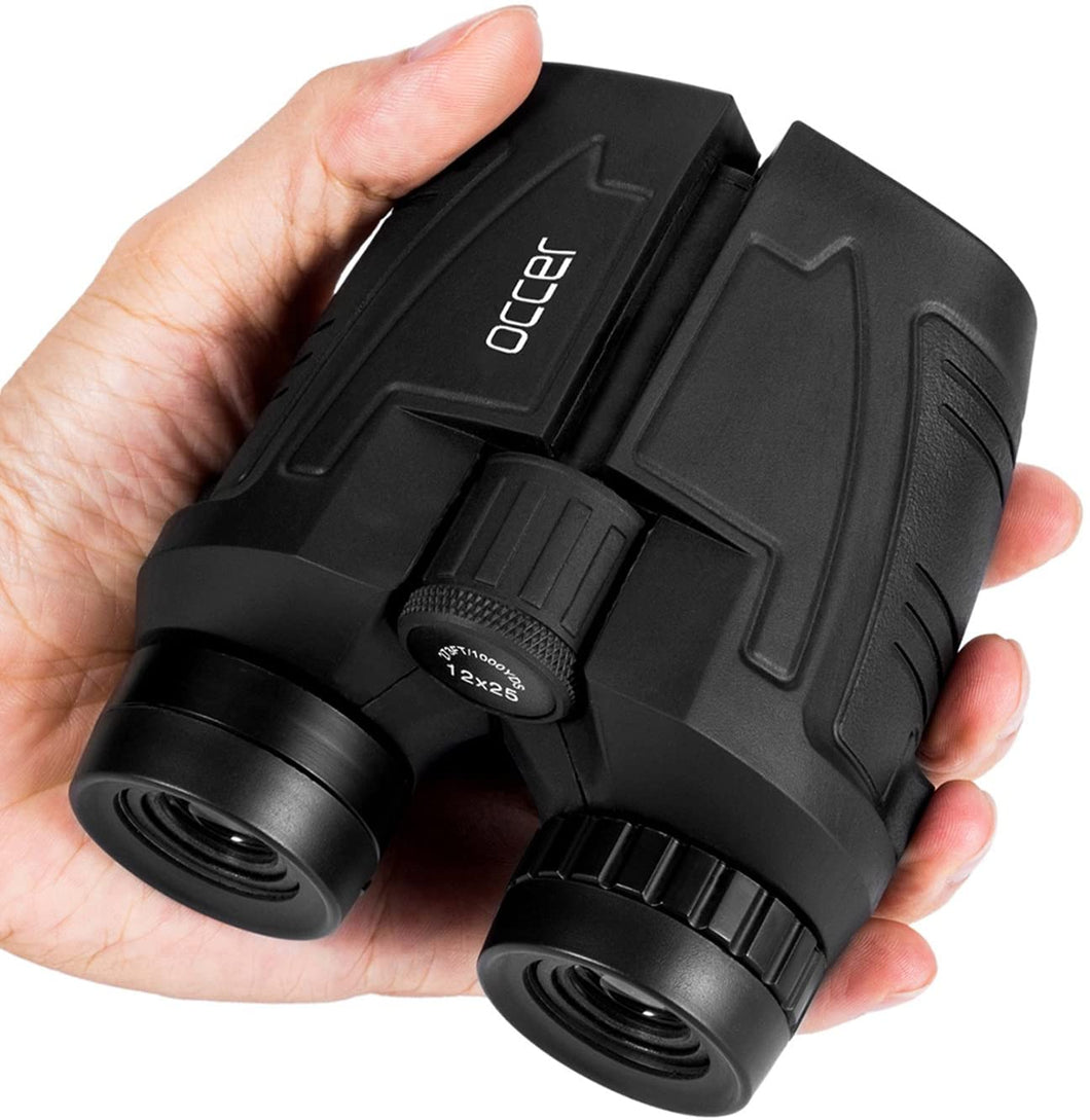 Occer 12x25 Compact Binoculars with Low Light Vision, Large Eyepiece Waterproof Binocular for Adults & Kids,High Power Easy Focus Binoculars for Bird Watching,Outdoor Hunting,Travel,Sightseeing