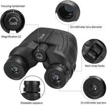 Load image into Gallery viewer, Occer 12x25 Compact Binoculars with Low Light Vision, Large Eyepiece Waterproof Binocular for Adults &amp; Kids,High Power Easy Focus Binoculars for Bird Watching,Outdoor Hunting,Travel,Sightseeing
